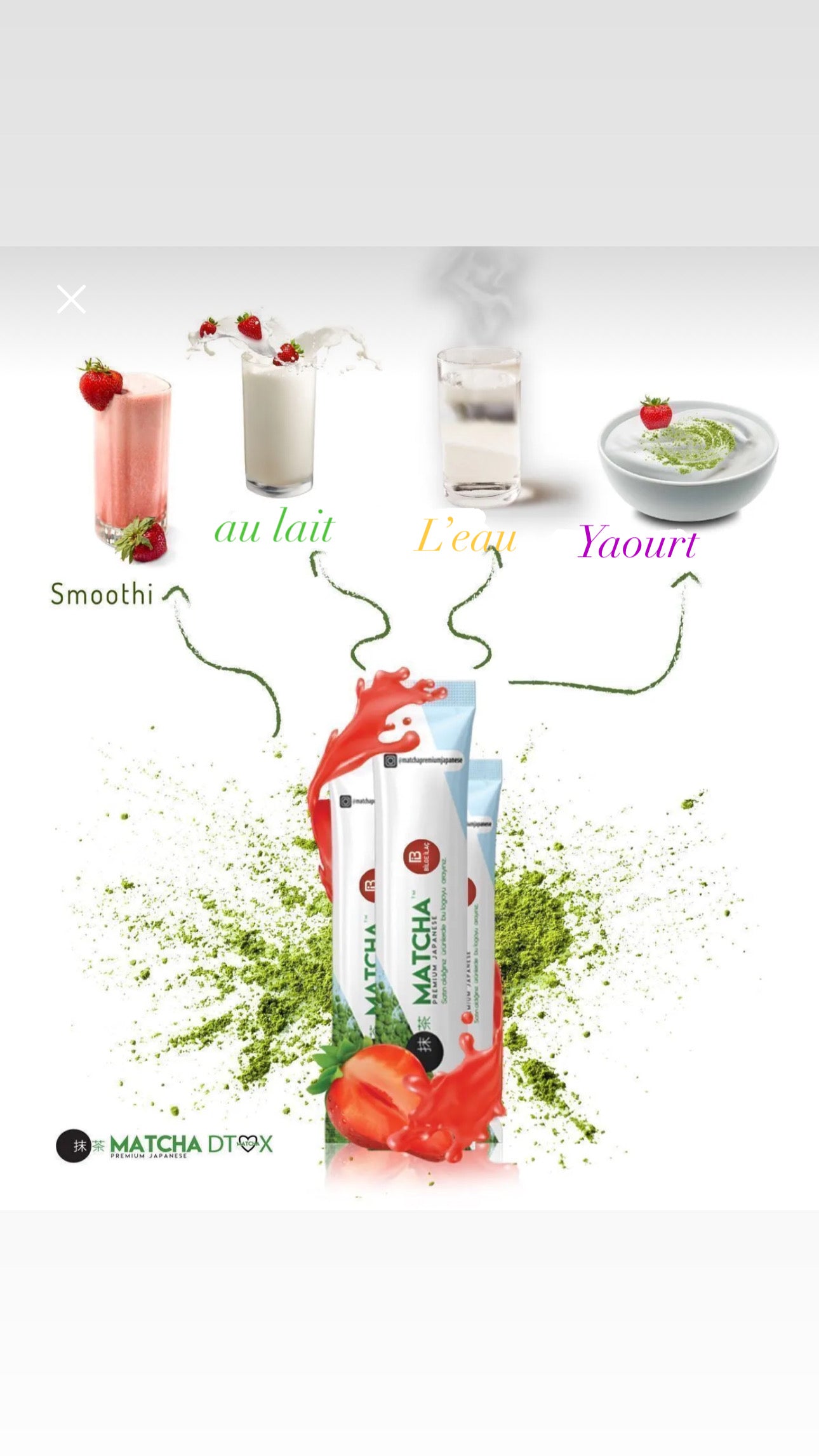 Thé détox Matcha Premium à la fraise